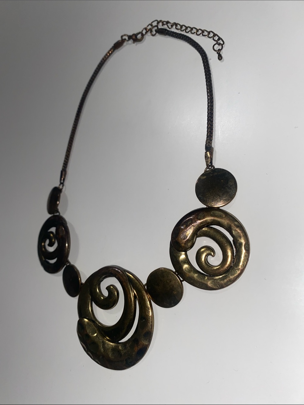 Vintage Handcrafted Spiral Statement Necklace in Antique Gold Tone - Picture 5 of 5